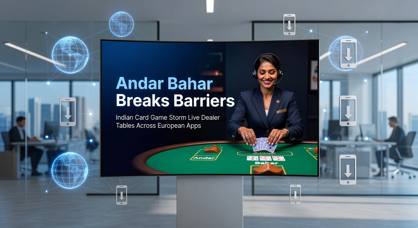 Close-up of a professional dealer dealing Andar Bahar cards at a high-tech live studio, surrounded by multi-language betting interfaces on European casino screens