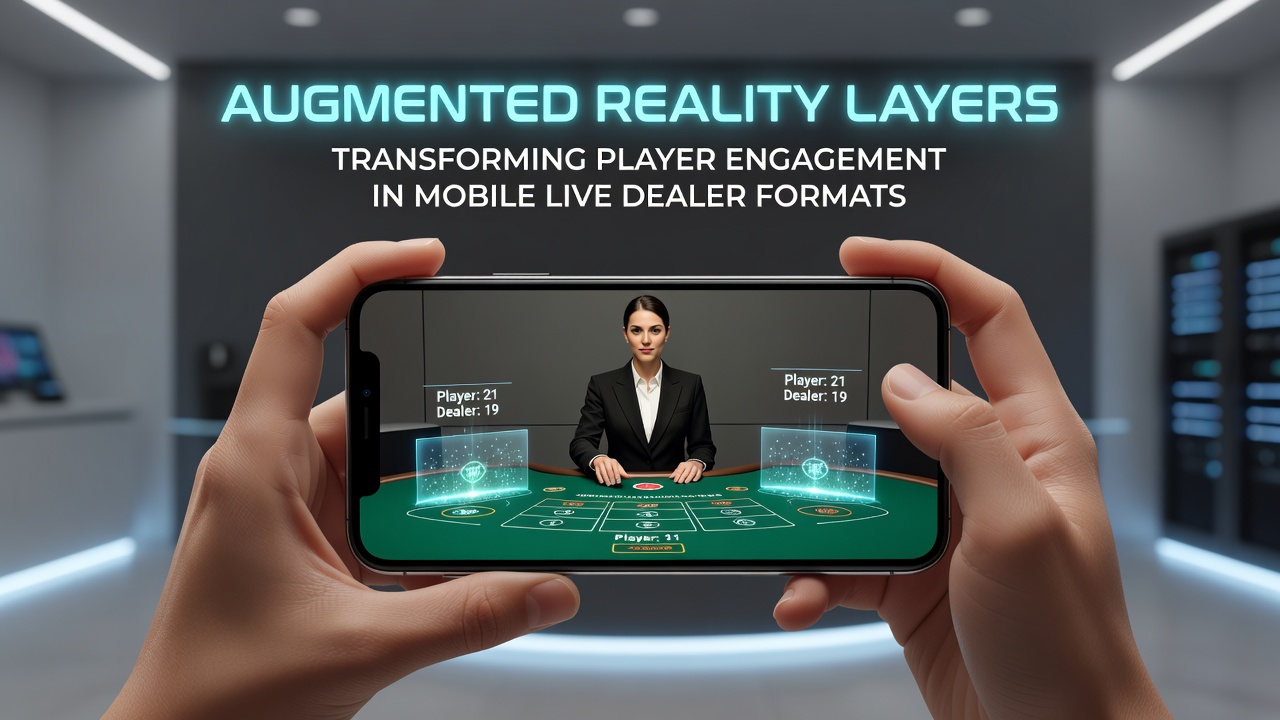 Close-up of a mobile screen showing AR-enhanced live baccarat with interactive player stats and virtual chips