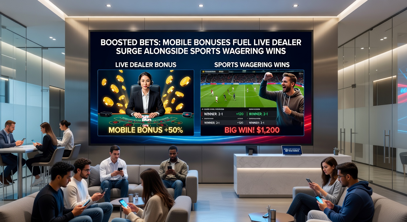 Dynamic split-screen view of a sports betting app showing boosted odds on a live tennis match next to a live dealer poker table