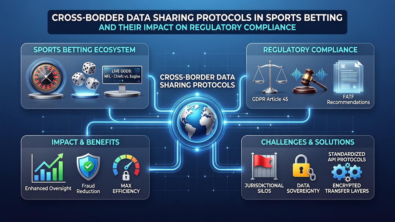 Data analysts reviewing compliance dashboards showing international sports betting transaction flows and regulatory alerts