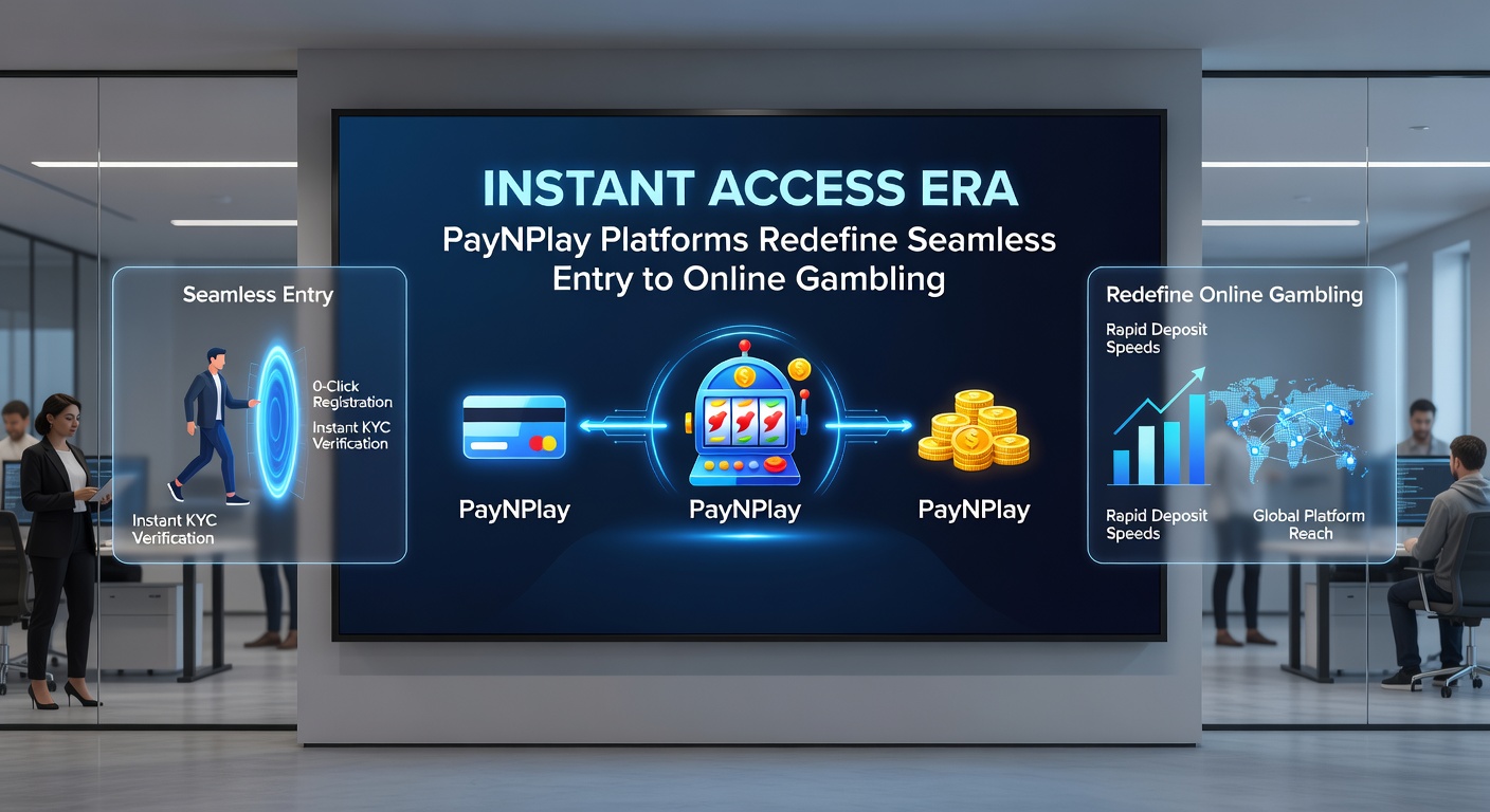 Graph illustrating Pay N Play transaction growth from 2020-2026, overlaid on casino dashboard with seamless login flows and rising player metrics