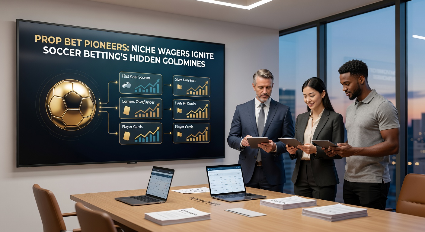 Dynamic soccer match with overlaid prop bet graphics highlighting player stats and niche wager options