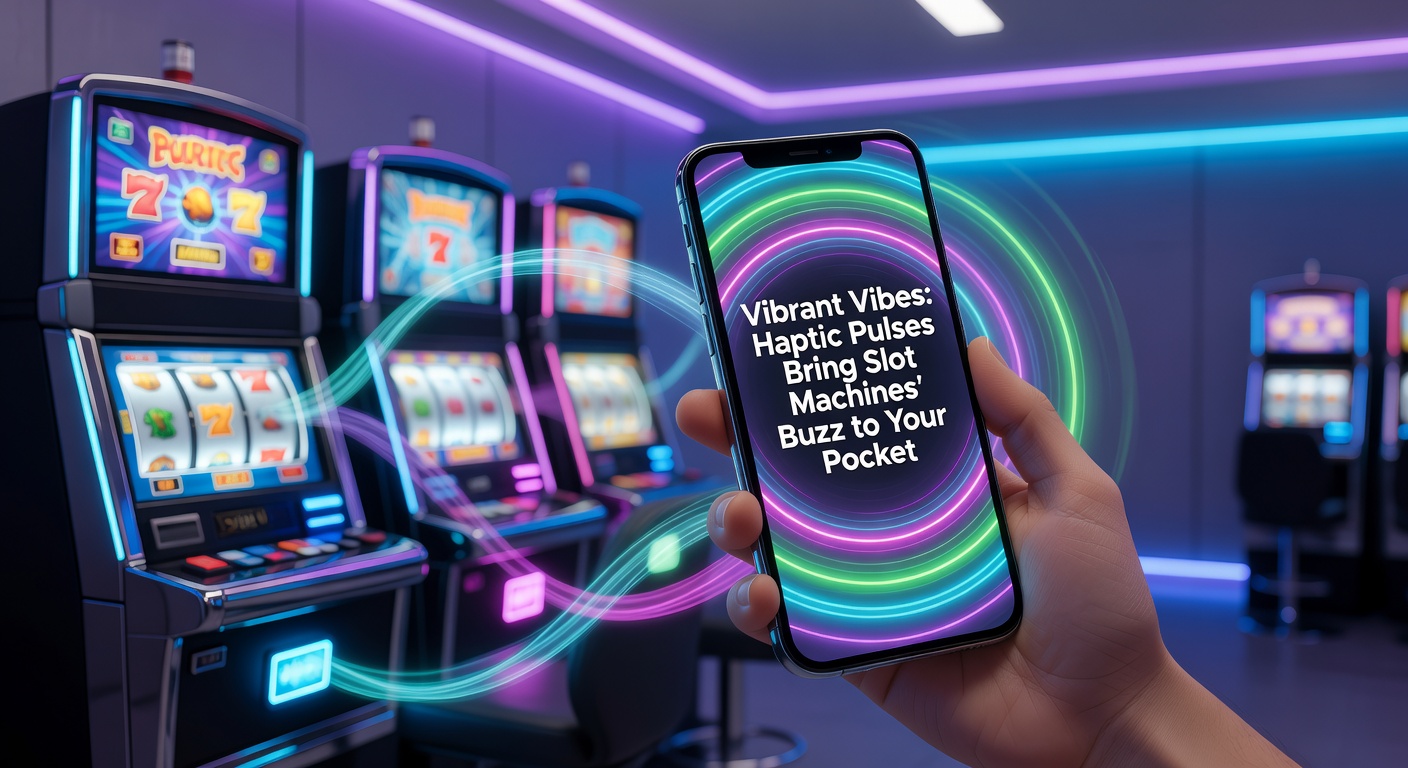 Close-up of a hand holding a smartphone with visible haptic vibrations during a slot game bonus round